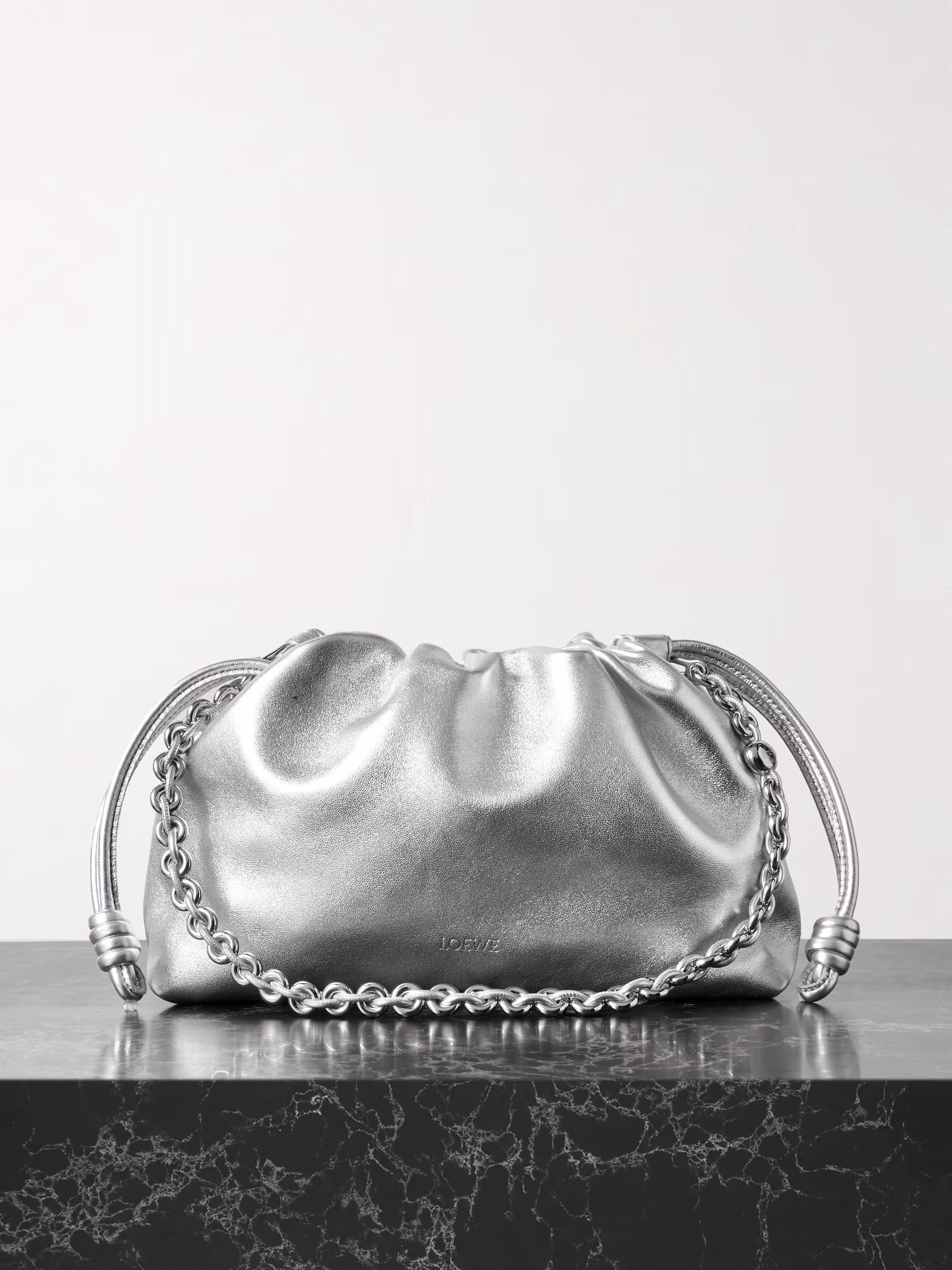 Loewe Flamenco metallic leather clutch