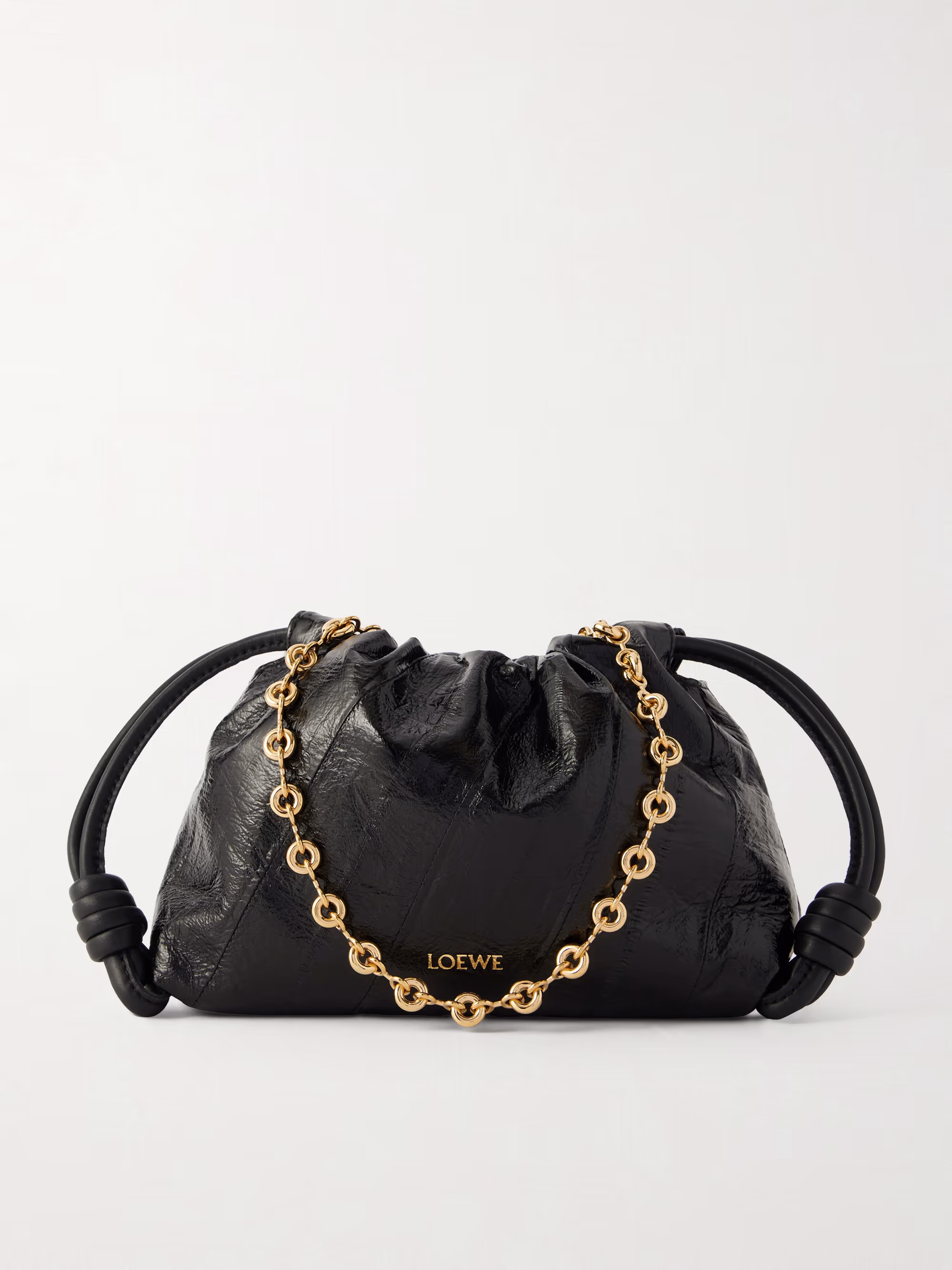 Loewe Flamenco mini leather-trimmed crinkled-eel clutch