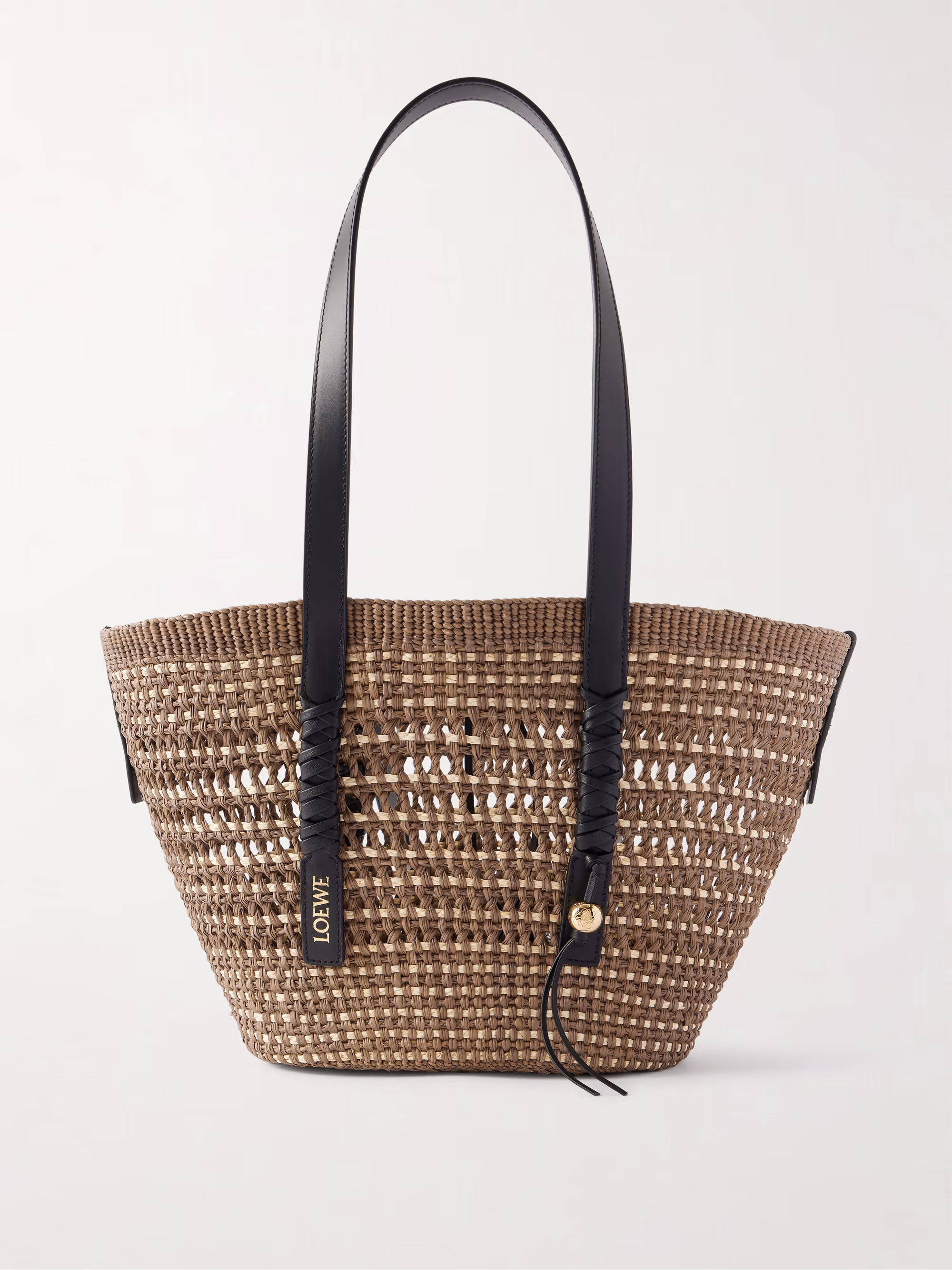 Loewe + Paula's Ibiza Braid medium leather-trimmed raffia tote