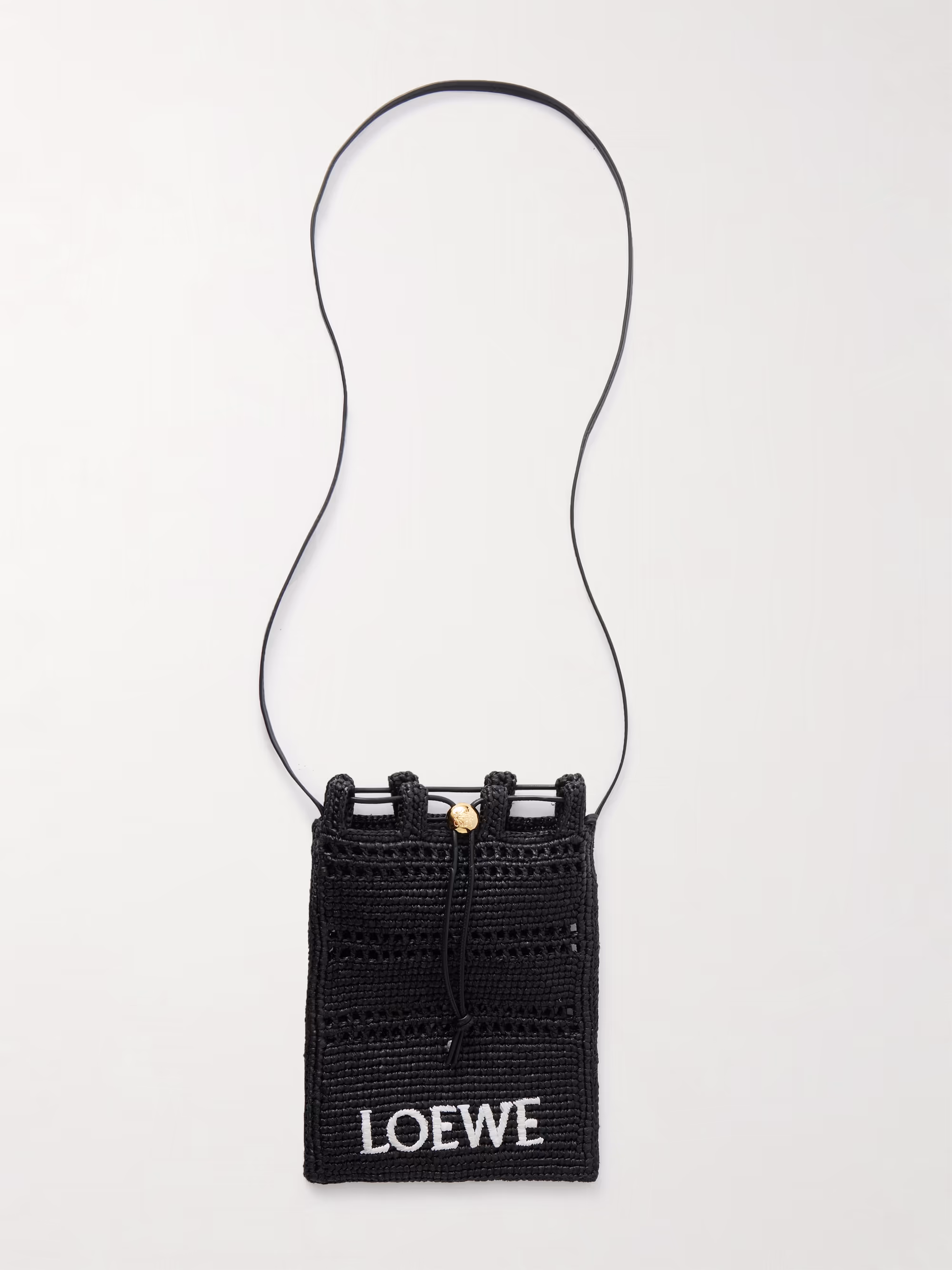 Loewe + Paula's Ibiza leather-trimmed embroidered raffia shoulder bag