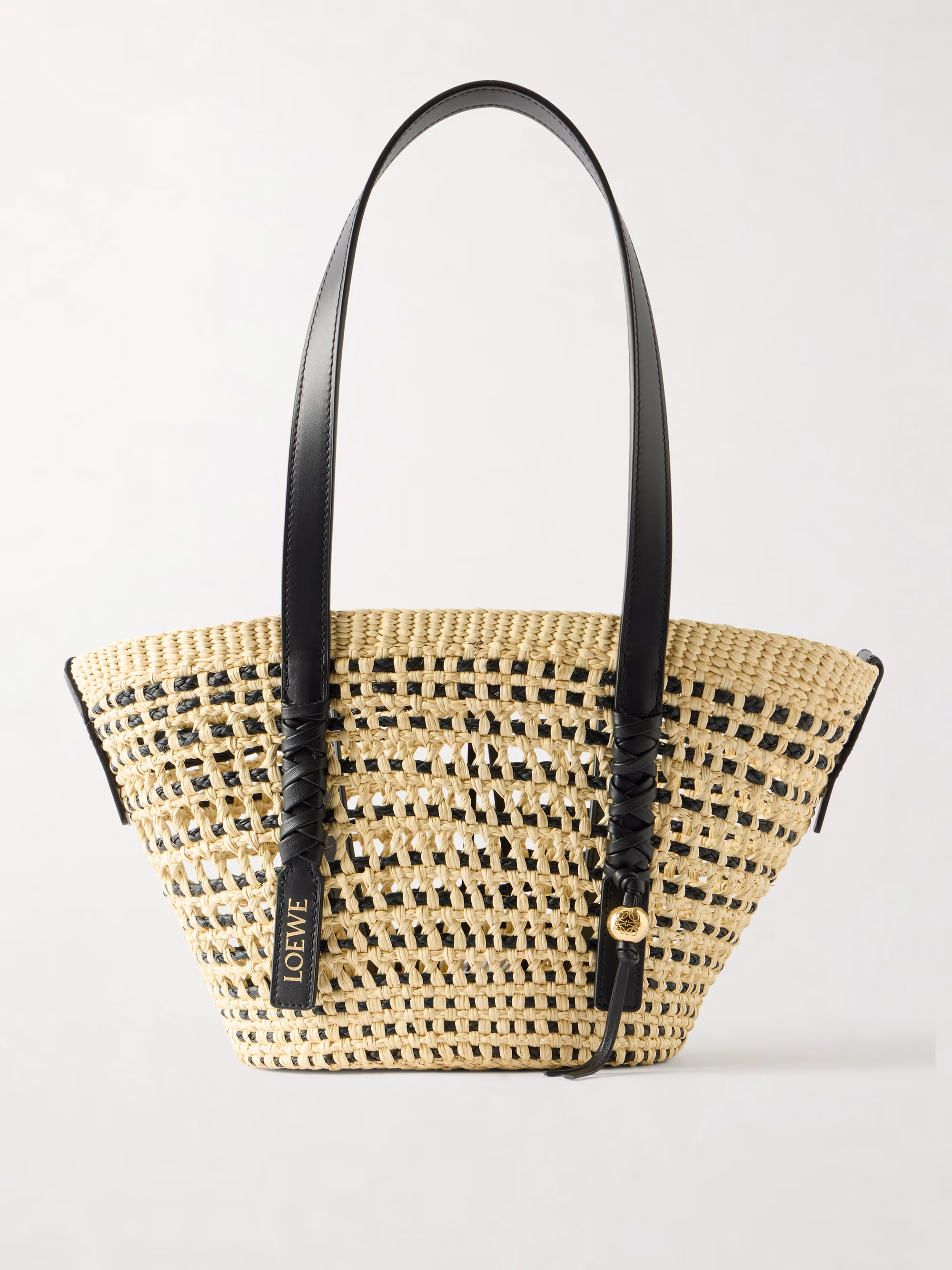 Loewe + Paula's Ibiza Braid Basket small leather-trimmed raffia shoulder bag