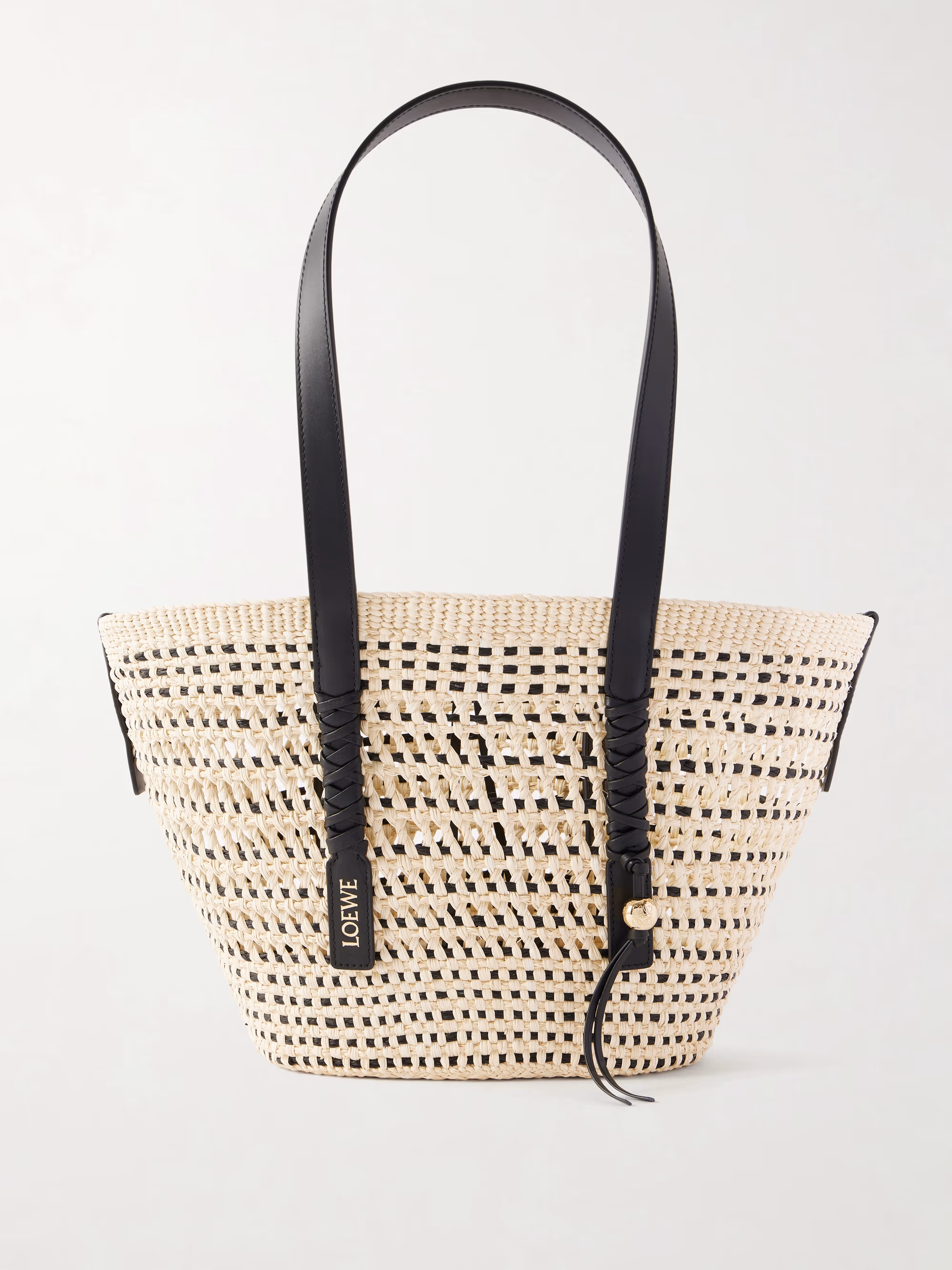 Loewe + Paula's Ibiza Braid medium leather-trimmed raffia tote