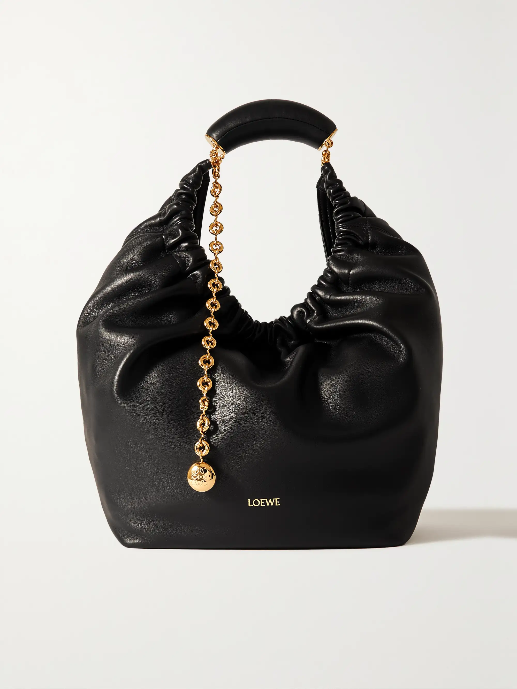 Loewe Squeeze medium chain-embellished gathered leather shoulder bag