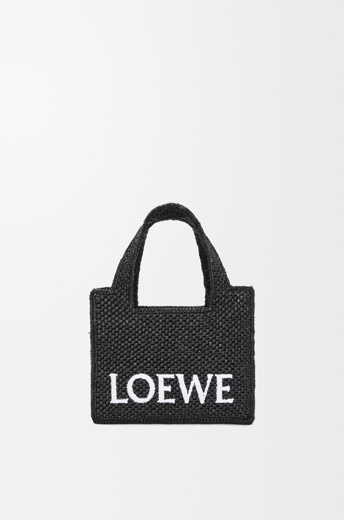 Loewe Mini LOEWE Font tote in raffia