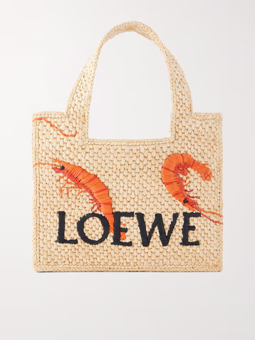 Loewe + Paula's Ibiza embroidered raffia tote