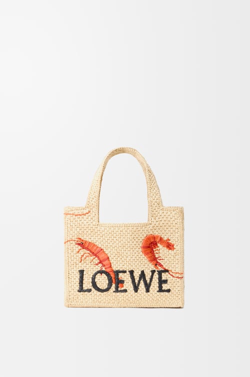 Loewe Mini LOEWE Font tote in raffia