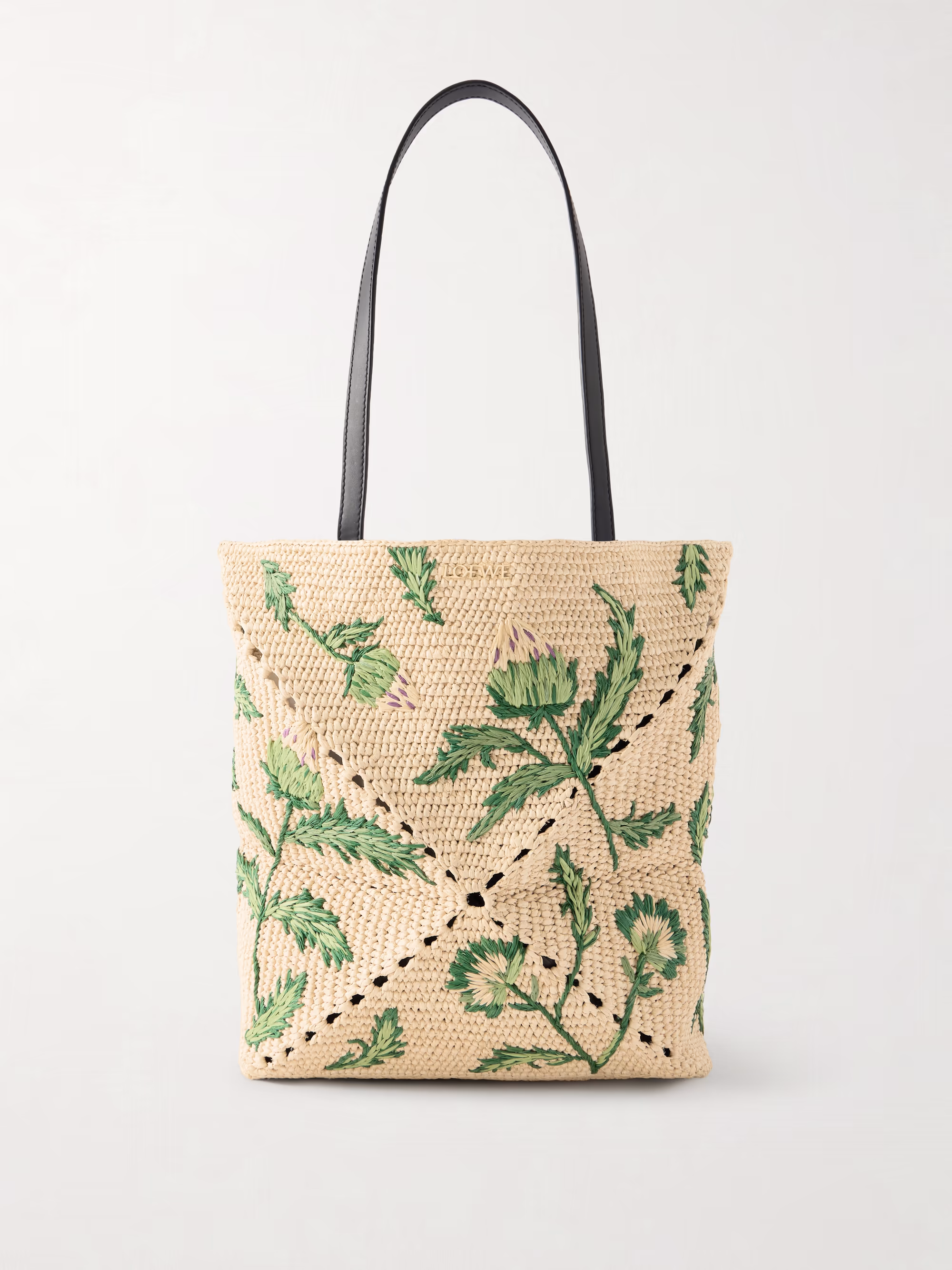 Loewe + Paula's Ibiza Puzzle Fold leather-trimmed raffia tote bag