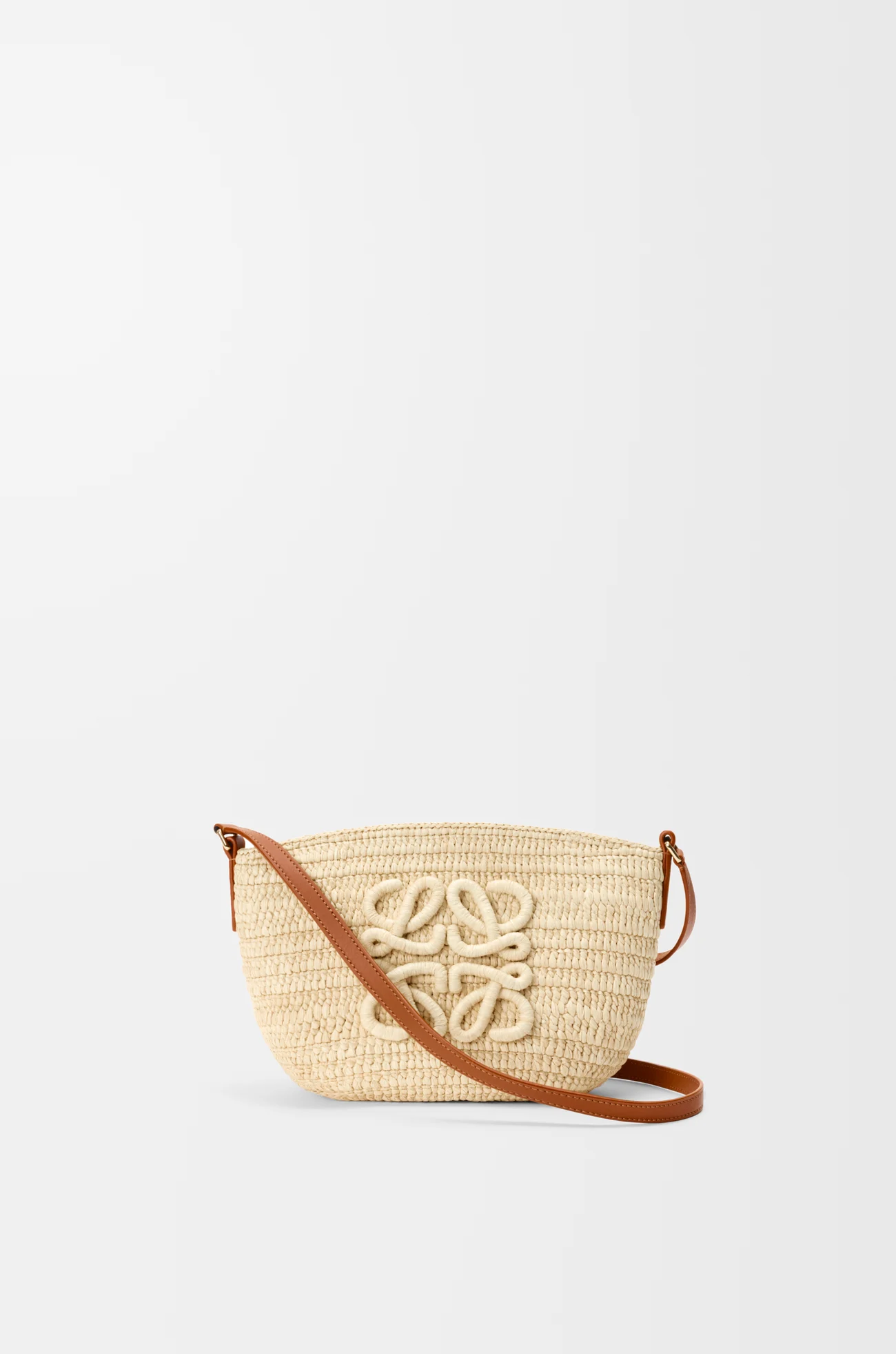 Loewe Eclipse pochette in raffia and calfskin