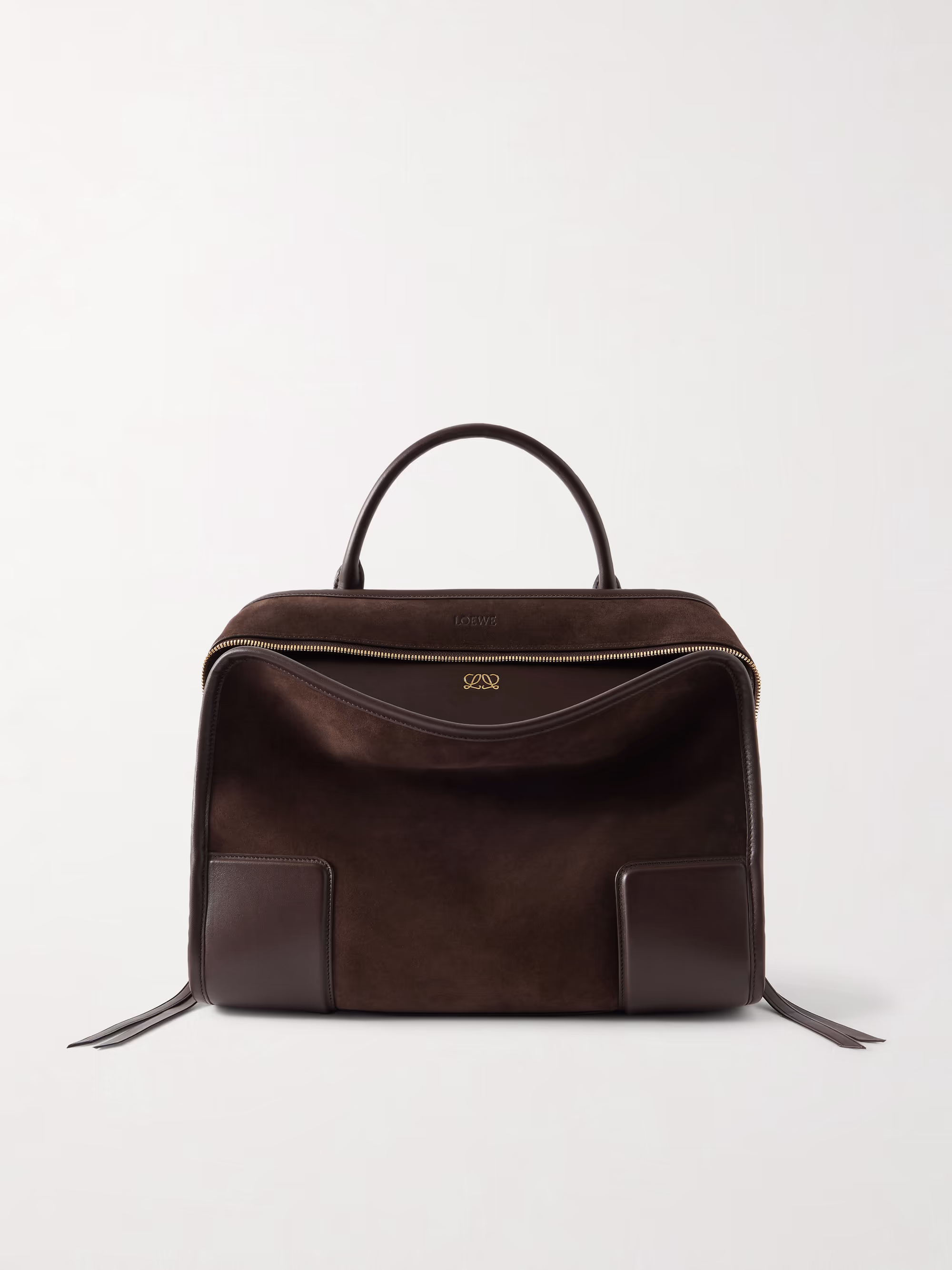Loewe Amazona leather-trimmed suede tote