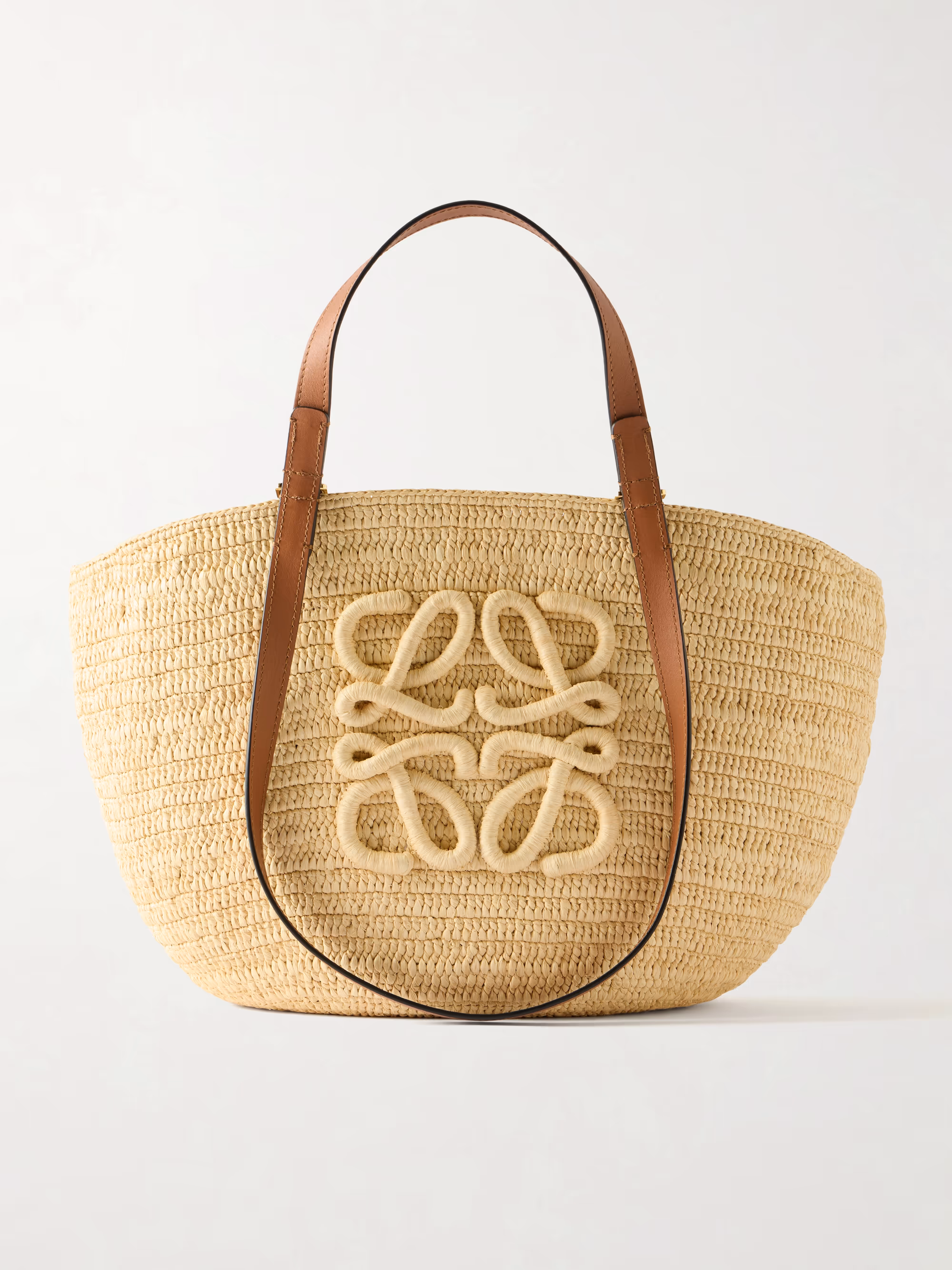 Loewe + Paula's Ibiza Eclipse Basket medium leather-trimmed raffia tote