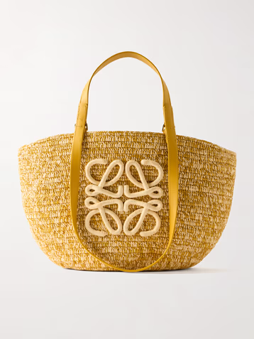Loewe + Paula's Ibiza Eclipse Basket medium leather-trimmed raffia tote