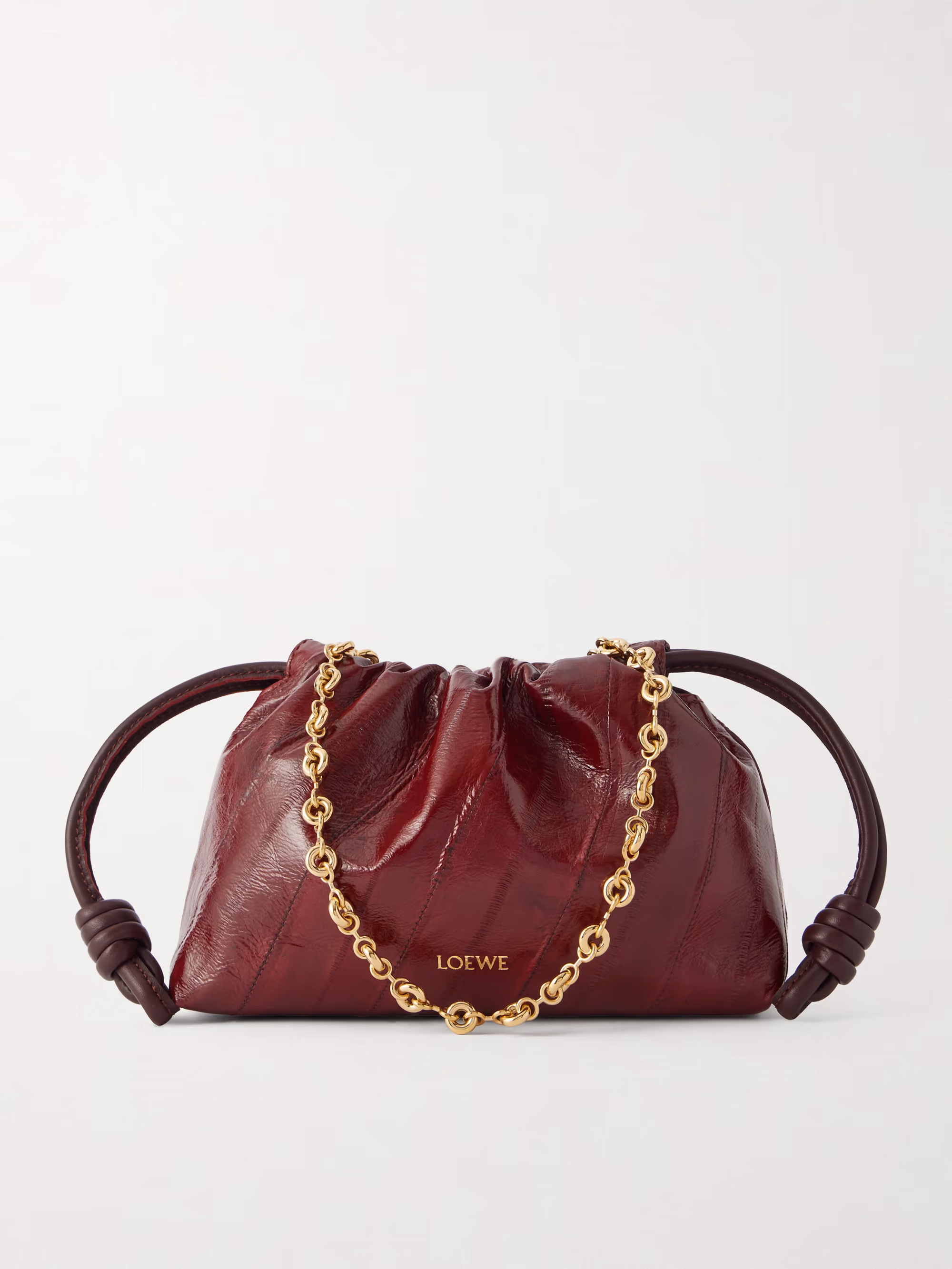 Loewe Flamenco mini leather-trimmed crinkled-eel clutch