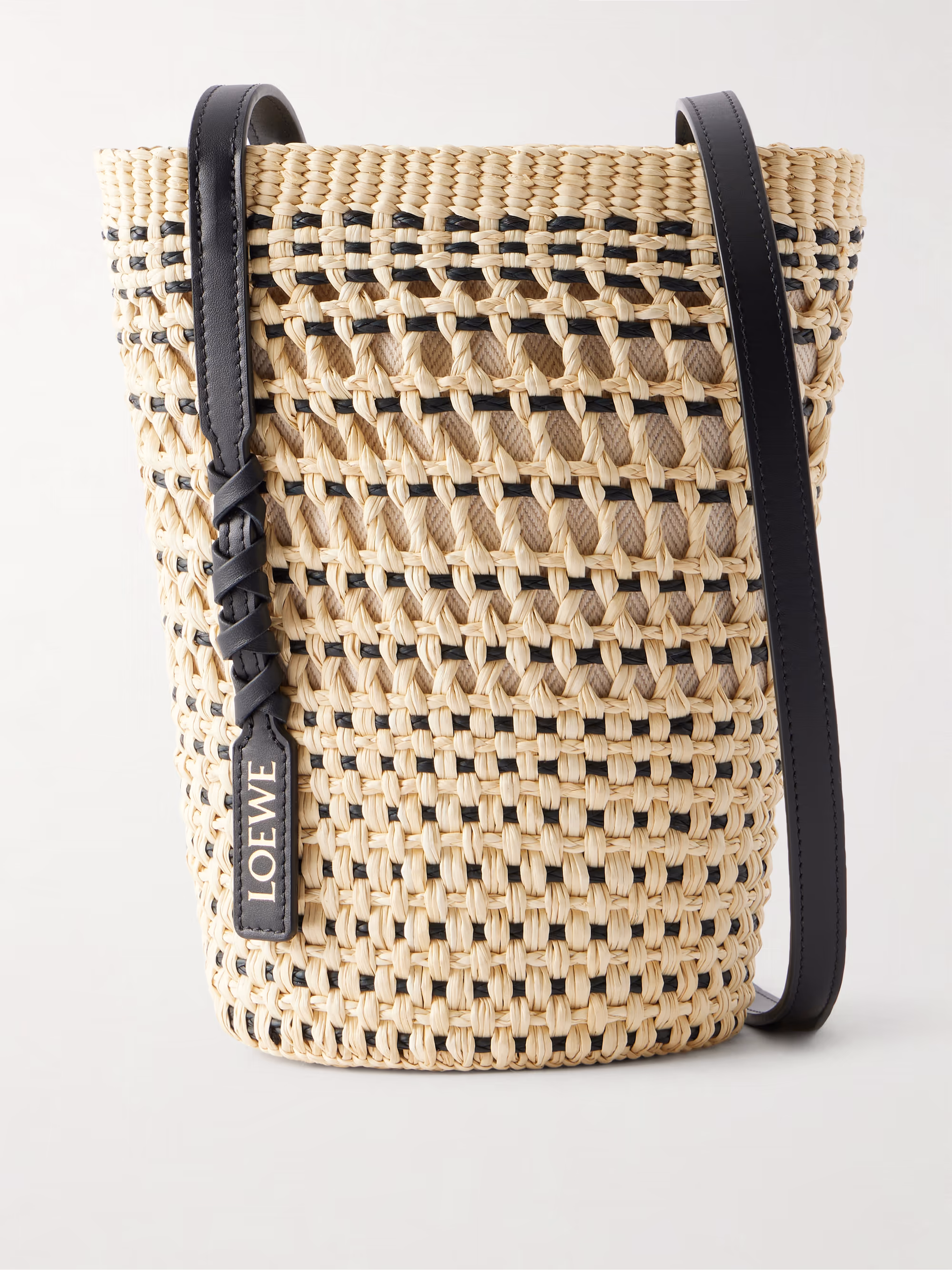 Loewe + Paula's Ibiza Braid leather-trimmed raffia shoulder bag