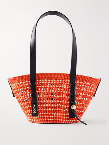 Loewe + Paula's Ibiza Braid Basket small leather-trimmed raffia shoulder bag