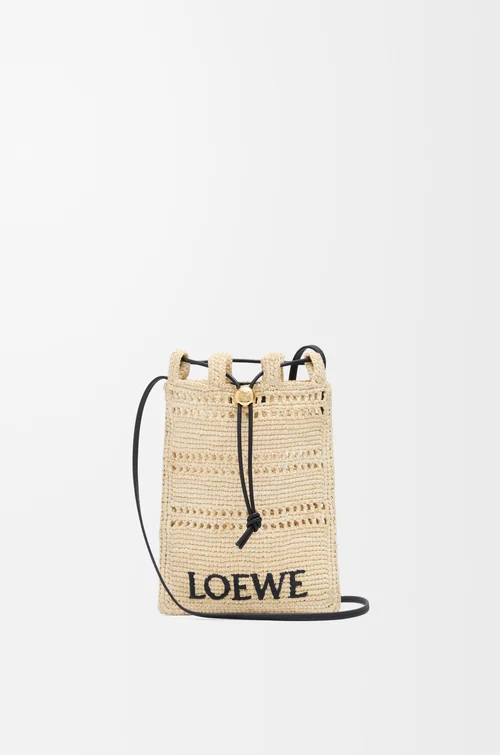 Loewe Drawstring pocket in raffia