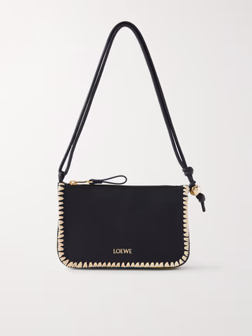 Loewe + Paula's Ibiza Rio raffia-trimmed leather shoulder bag