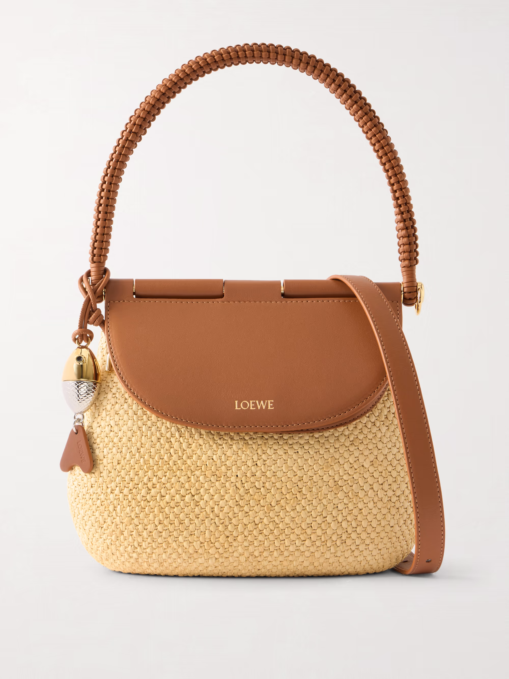 Loewe + Paula's Ibiza Pescador medium embellished leather-trimmed raffia shoulder bag