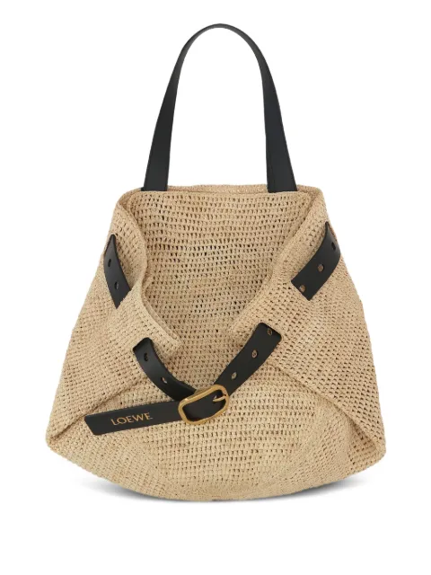 Loewe medium Punch Hole raffia shoulder bag