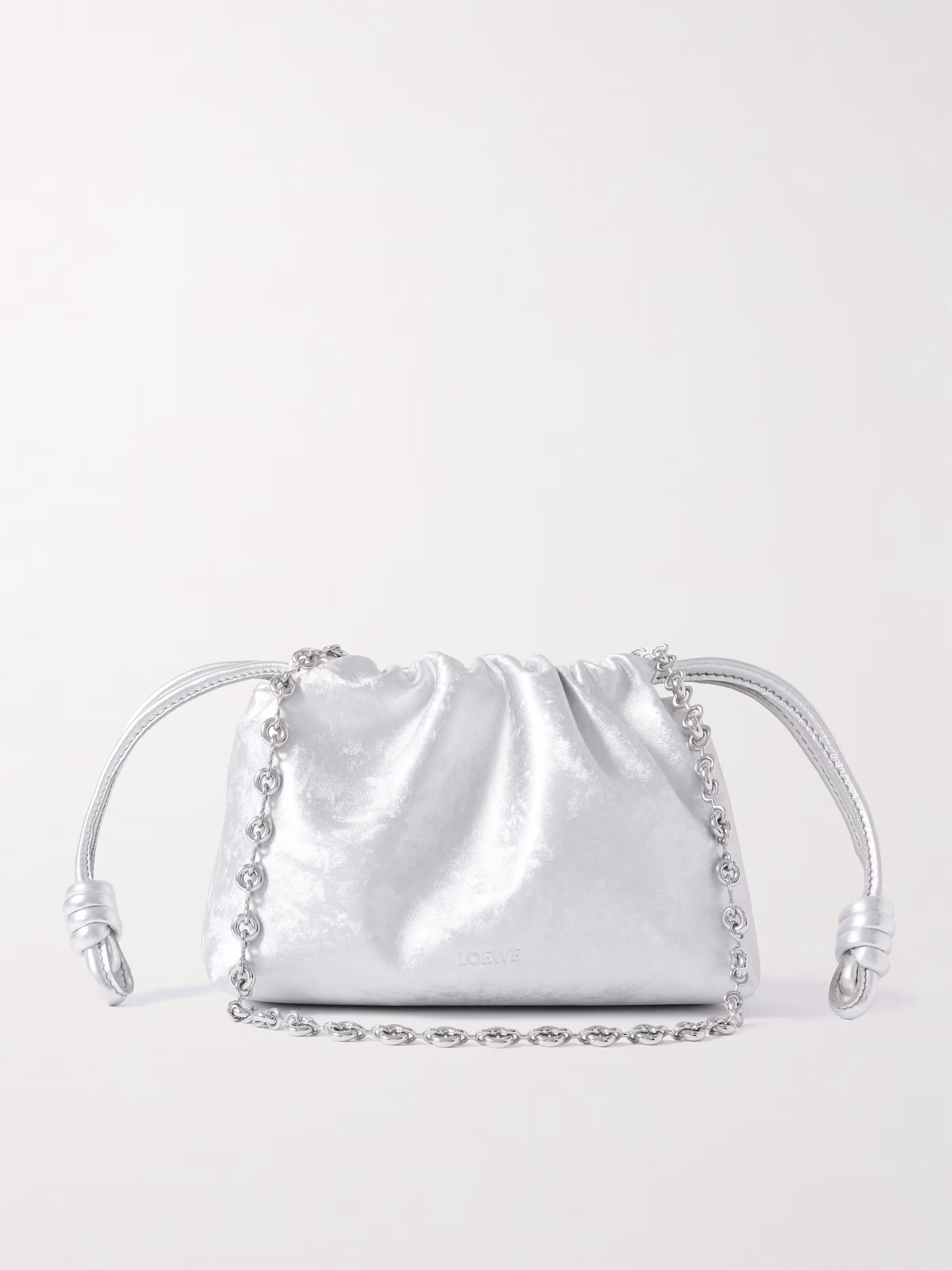 Loewe Flamenco mini metallic leather clutch