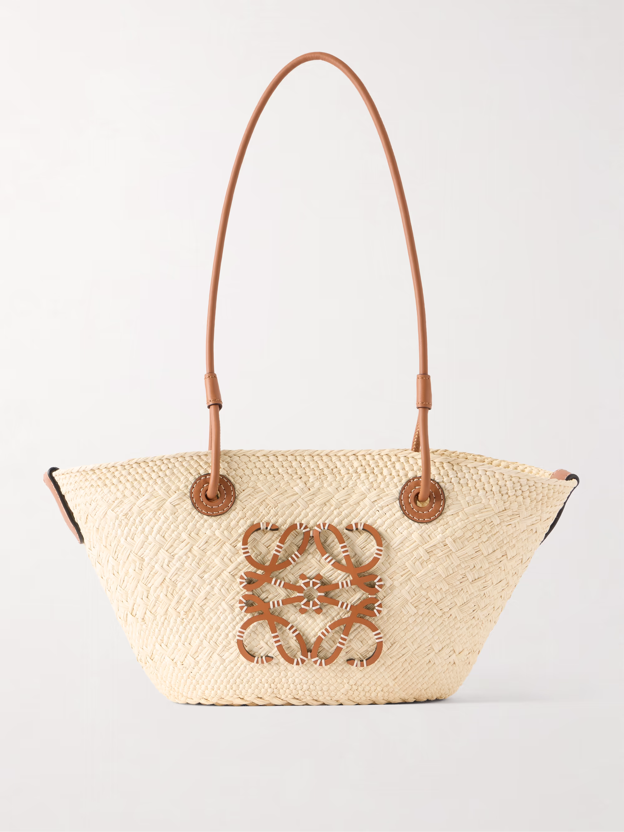 Loewe + Paula's Ibiza Anagram Basket leather-trimmed raffia shoulder bag