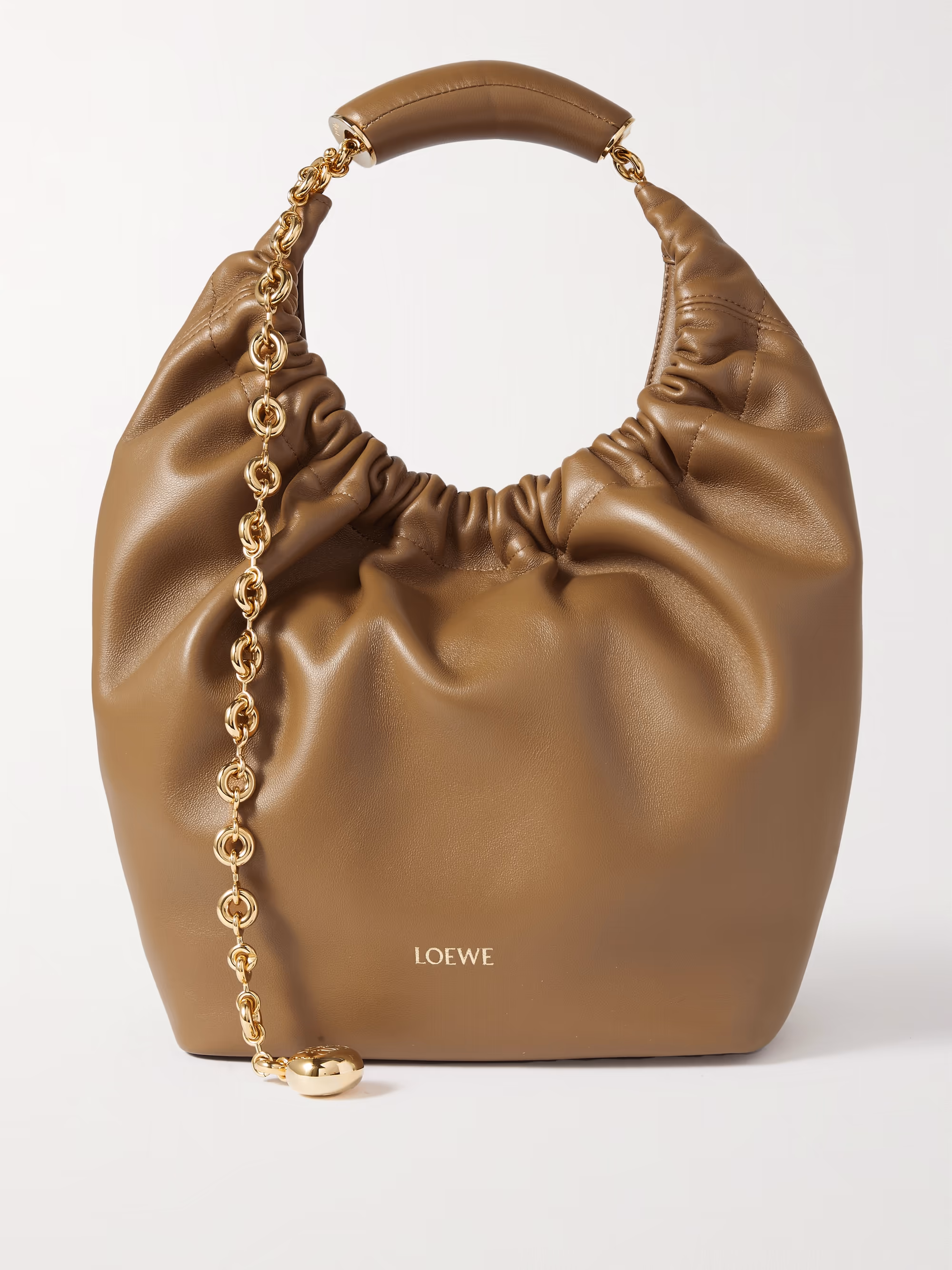 Loewe Squeeze small chain-embellished gathered leather shoulder bag