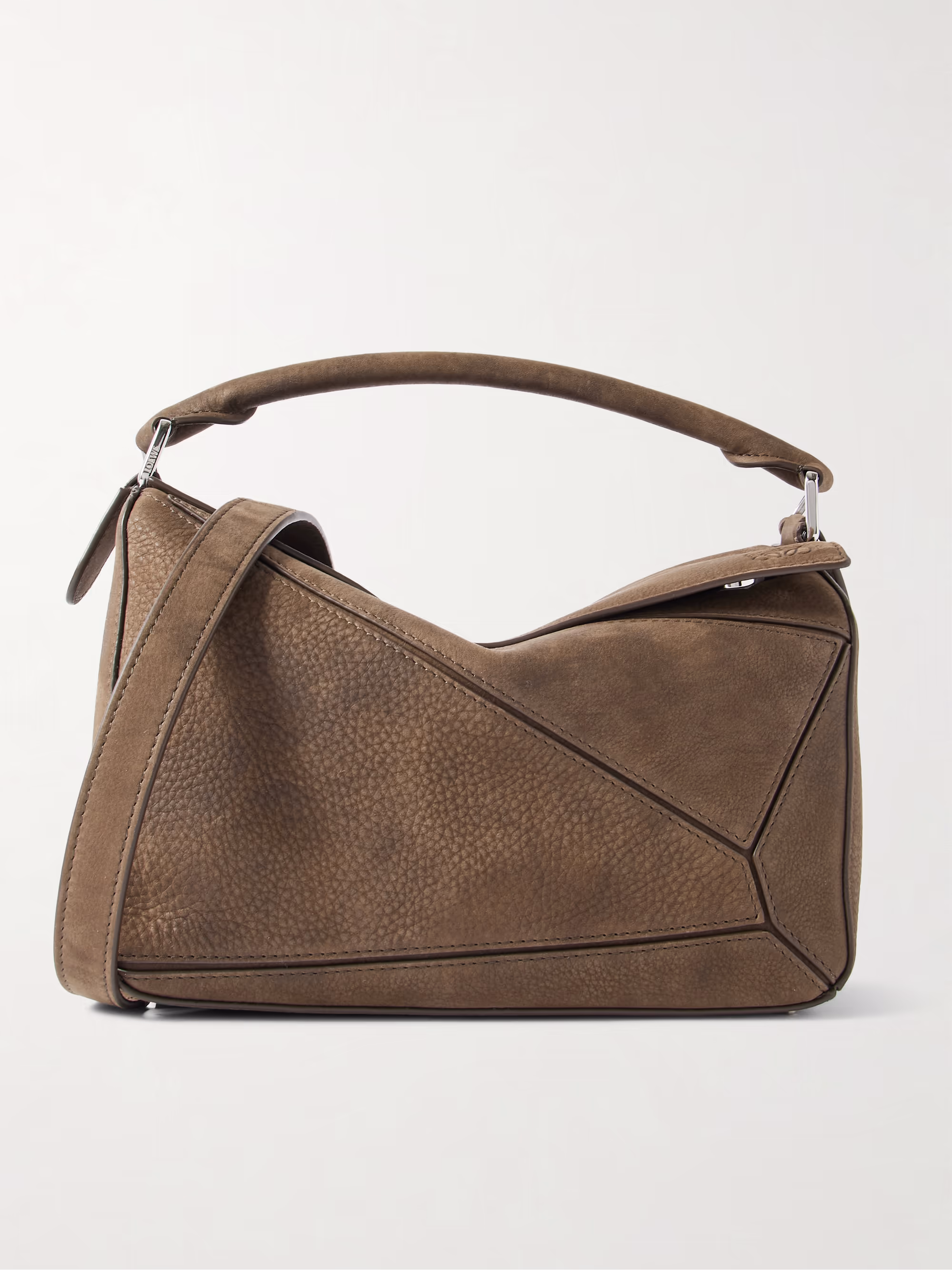 Loewe Puzzle small textured-nubuck shoulder bag