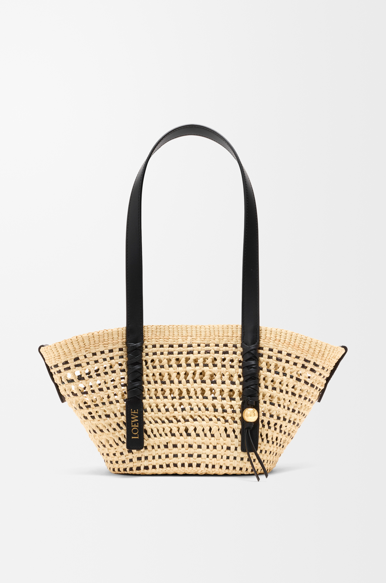 Loewe Small Braid basket in iraca palm ad calfskin