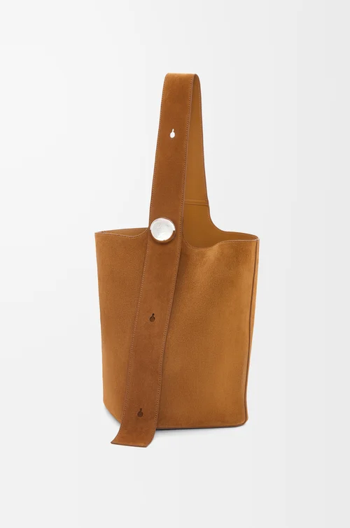Loewe Large Pebble bucket bag in suede calfskin