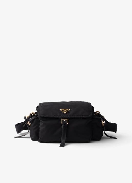 Prada Explore Re-Nylon Medium shoulder bag met leather details
