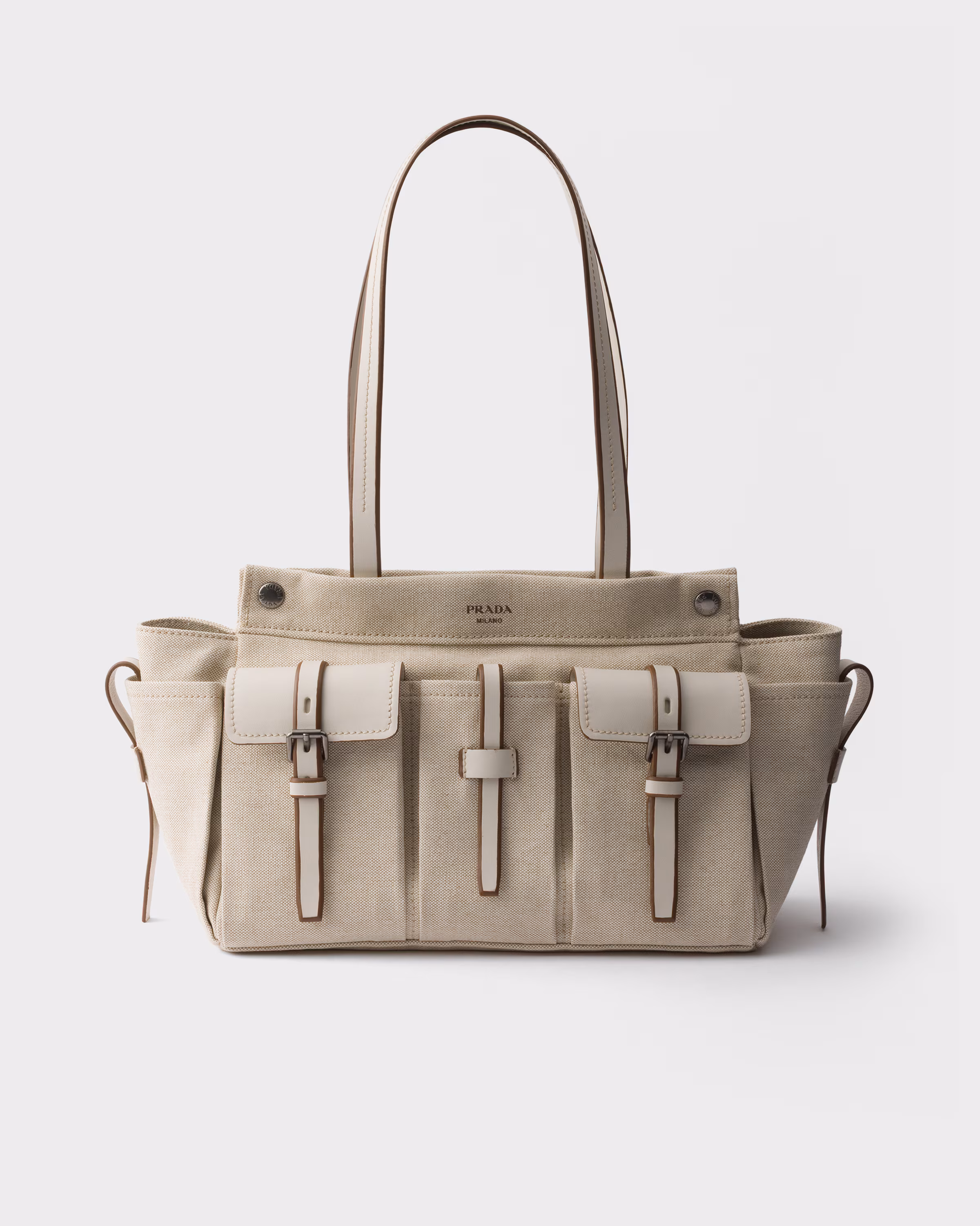 Prada Prada Route large canvas and leather tote bag