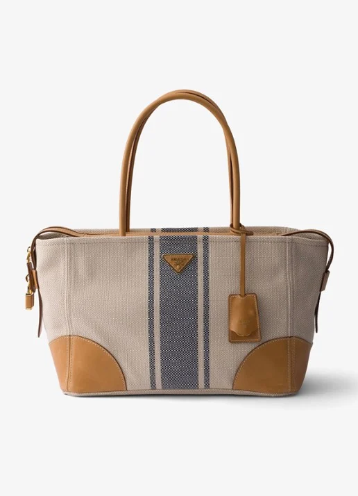 Prada Large shoulder bag met leather details