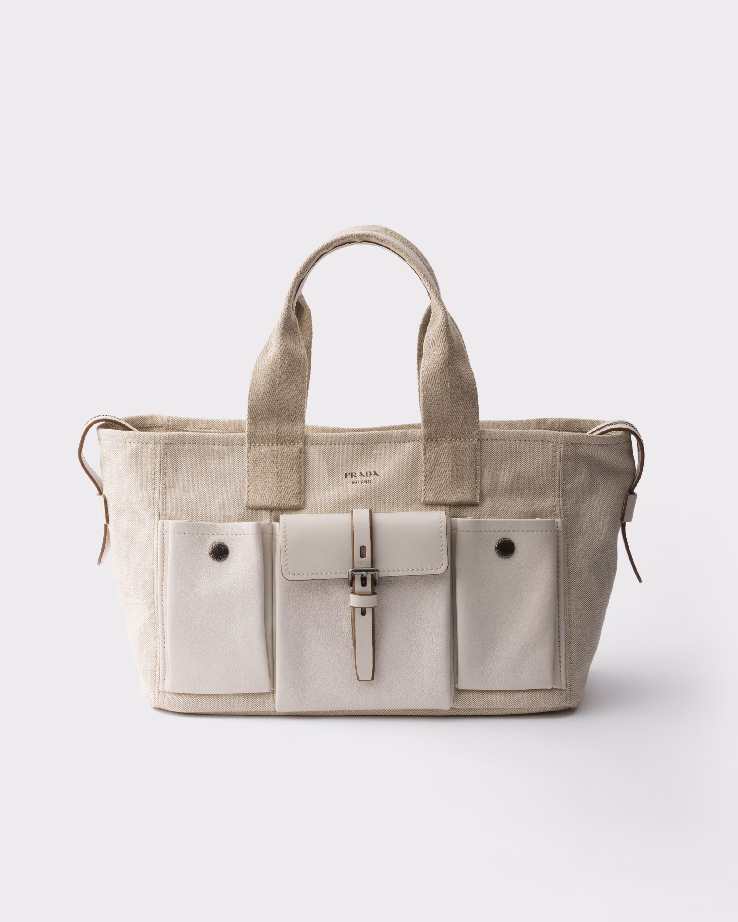 Prada Prada Route large canvas and leather tote bag