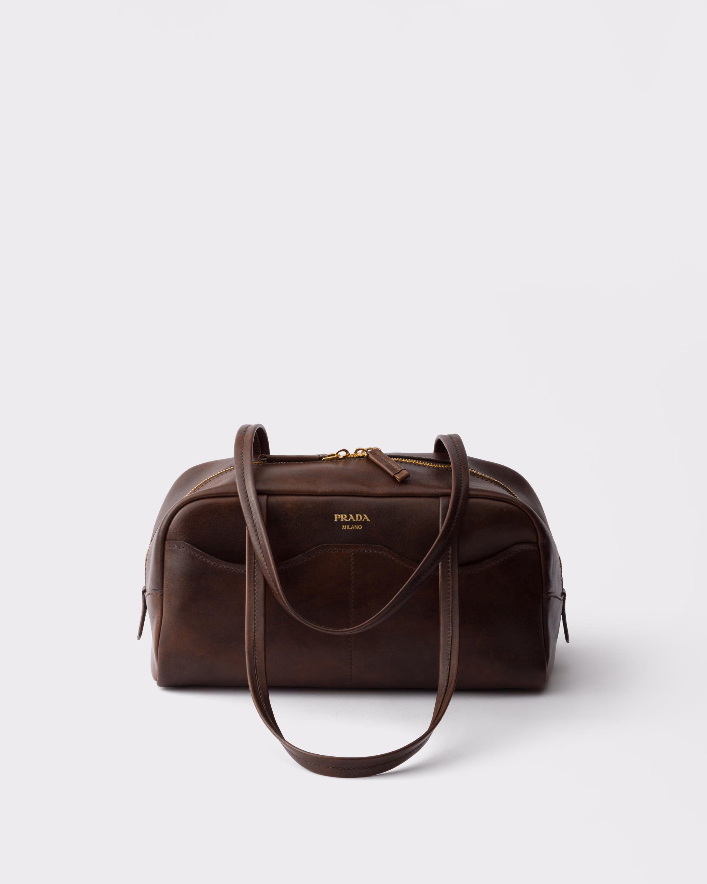 Prada Prada Carry large antiqued leather top-handle bag