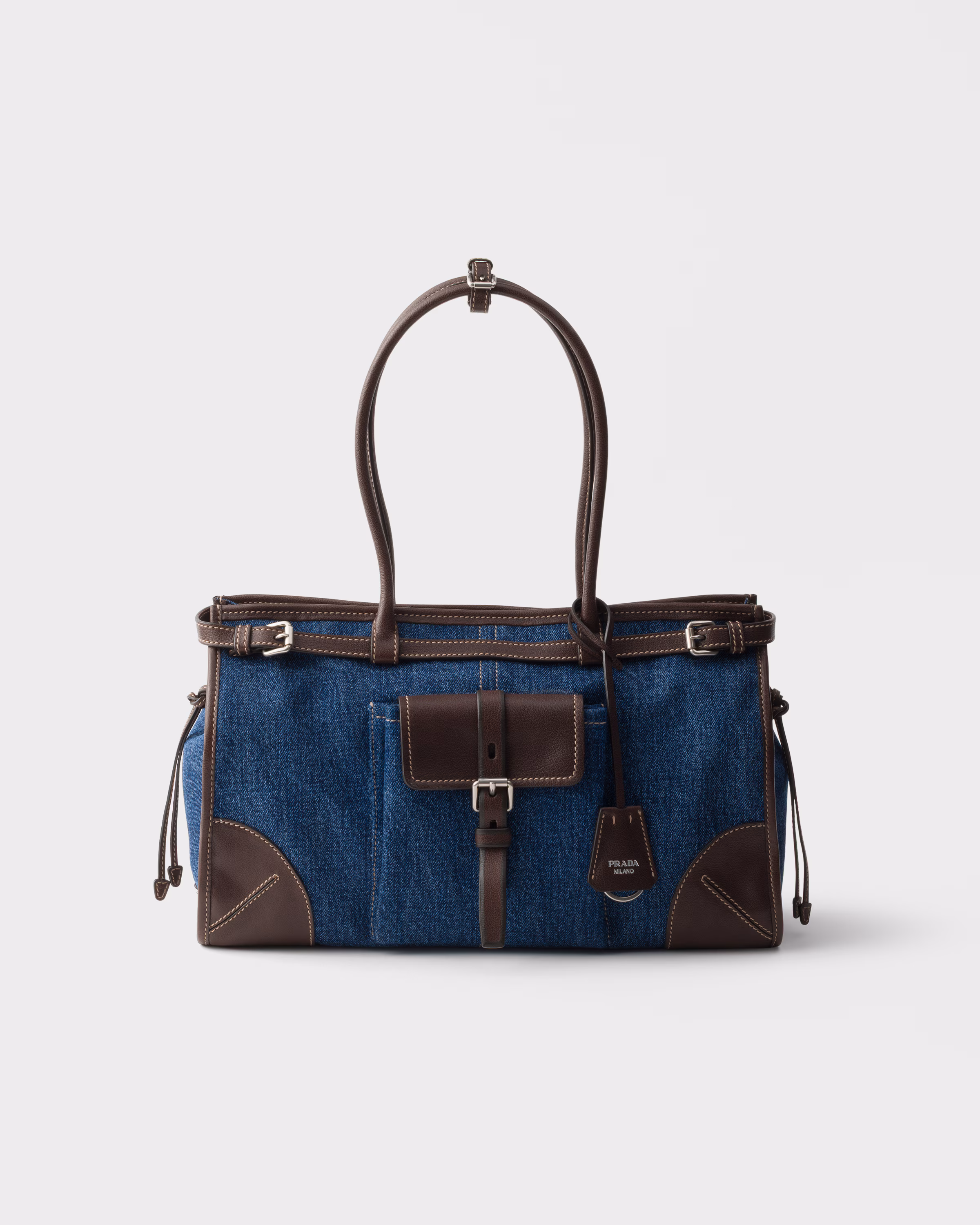 Prada Prada Bonnie large denim and leather handbag