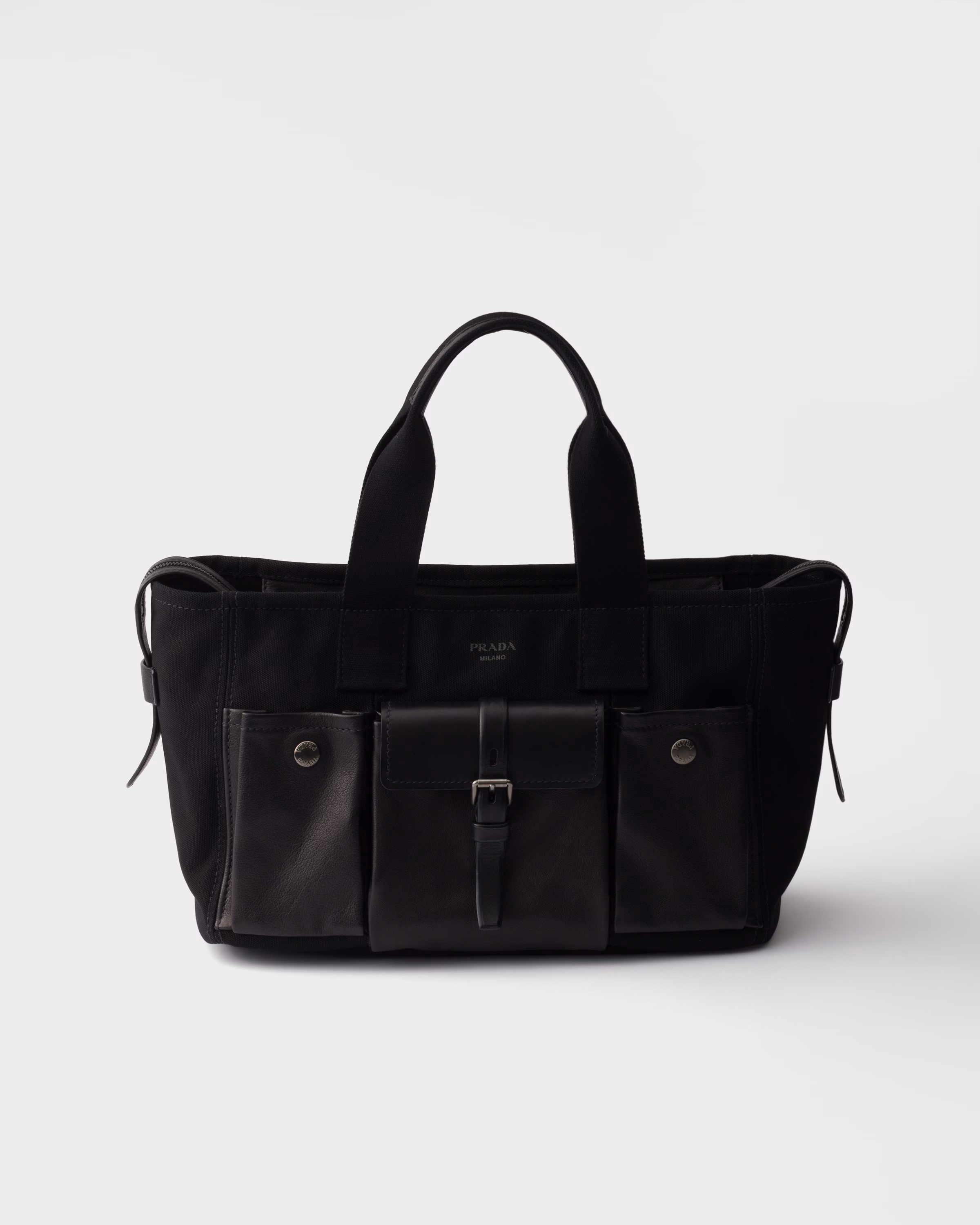 Prada Prada Route large canvas and leather tote bag