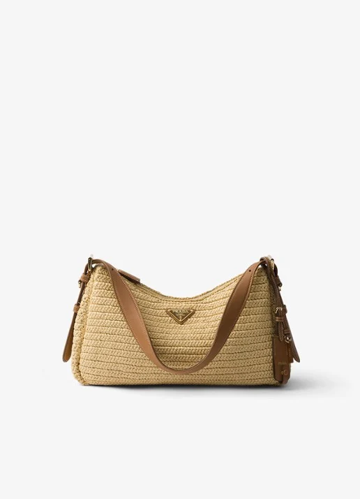 Prada Aimée Large schoudertas van crochet met leren details
