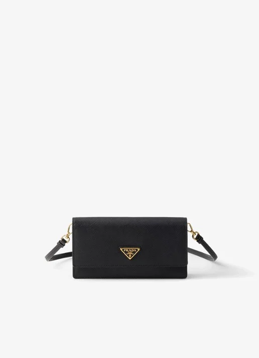 Prada Mini clutch in leather met afneembare schouderriem