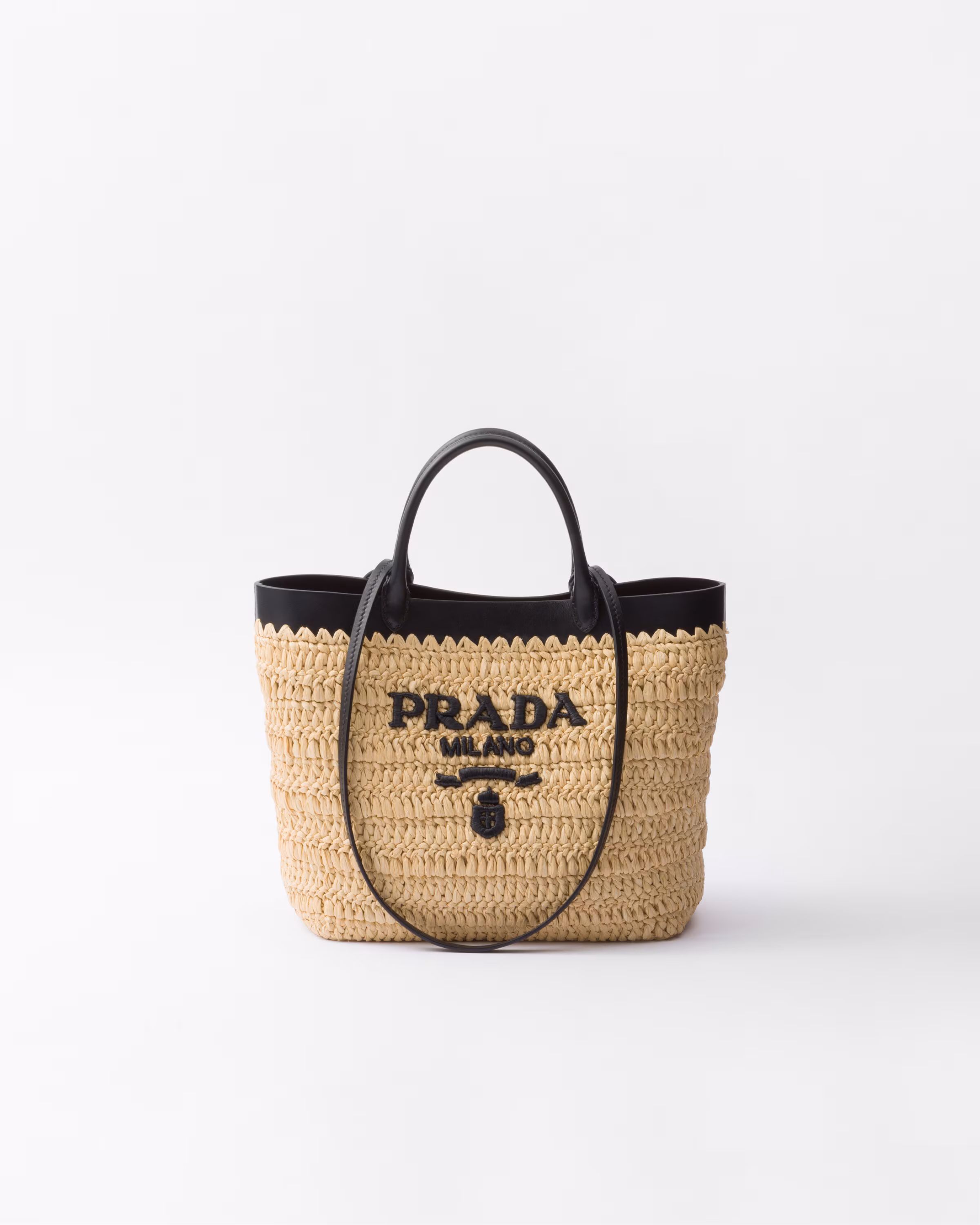Prada Small crochet and leather tote bag