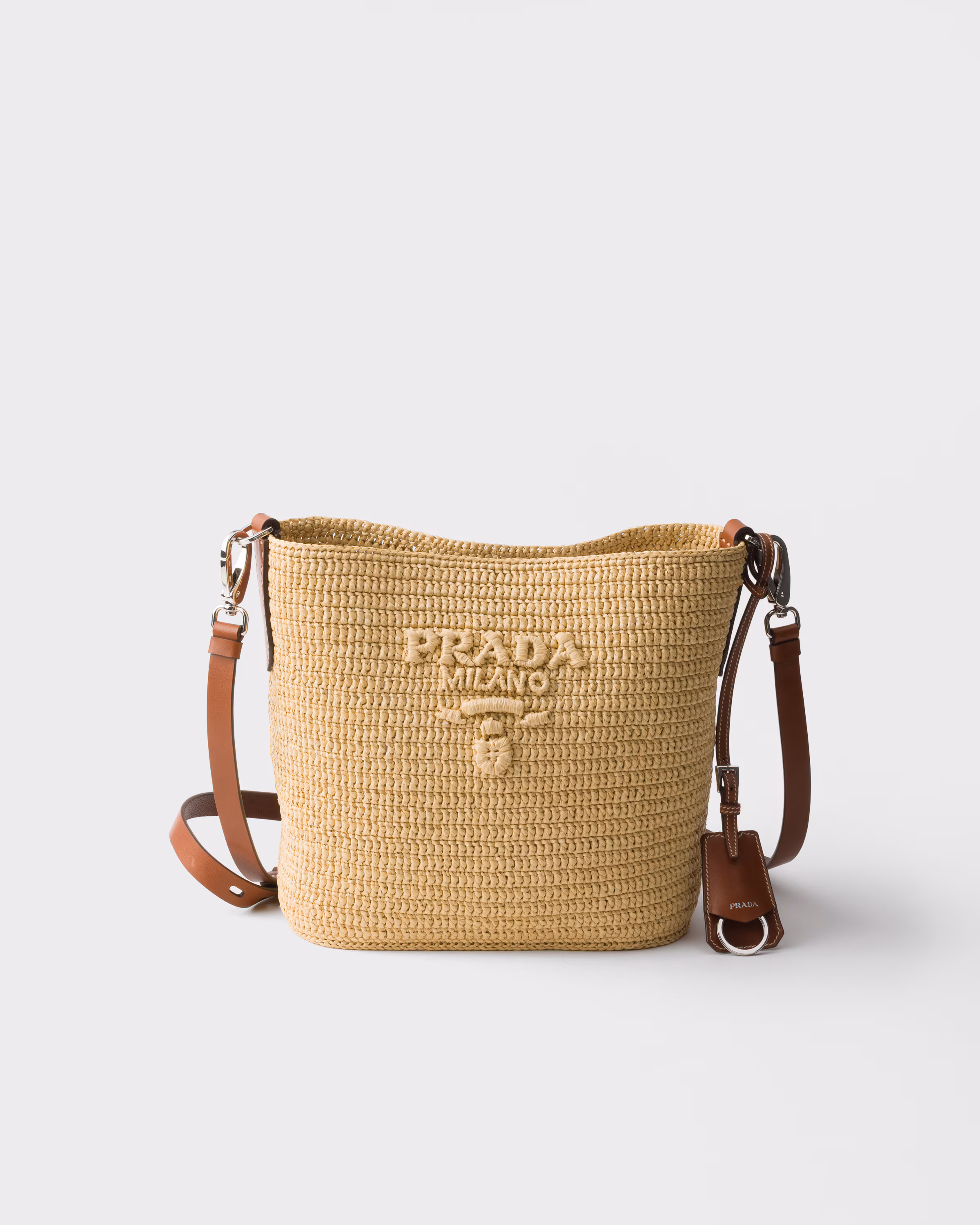 Prada Small crochet and leather bucket bag