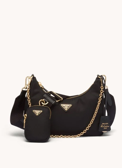 Prada Re-Edition 2005 Re-Nylon shoulder bag met leather details