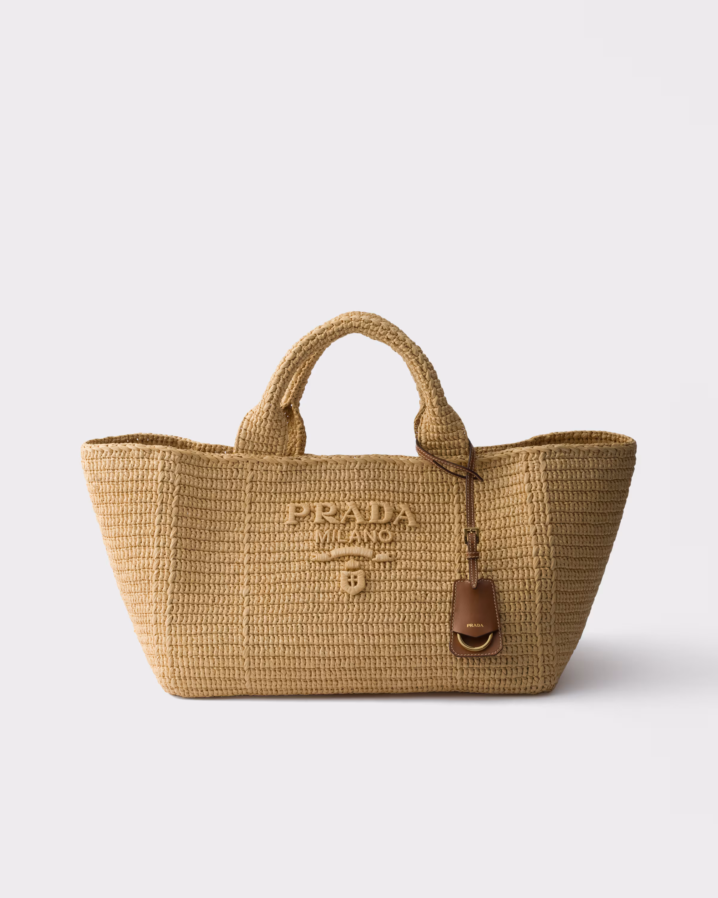 Prada Large crochet tote bag with leather details