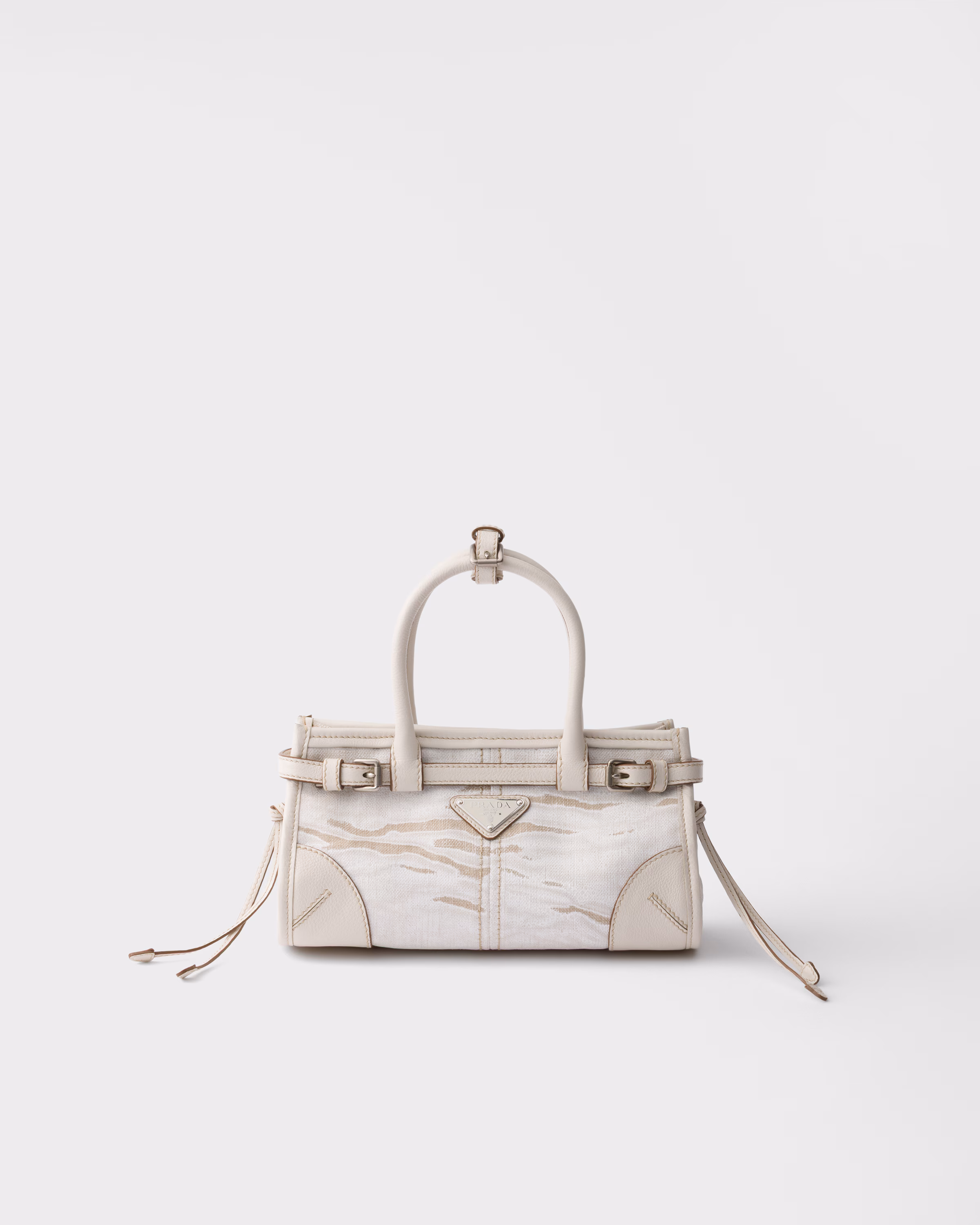 Prada Prada Bonnie small printed linen and leather handbag