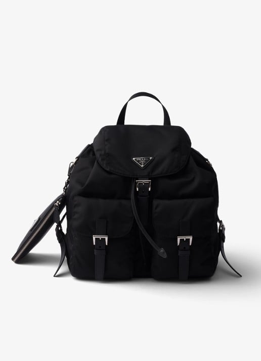 Prada Re-Nylon Medium rugzak met leather details