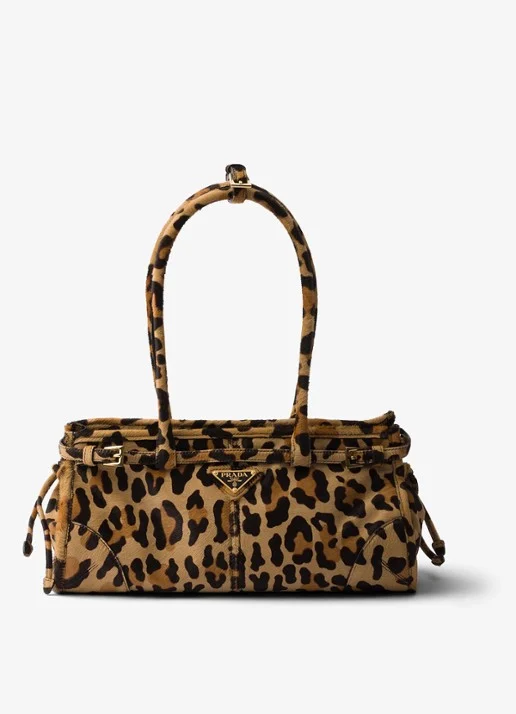 Prada Bonnie Medium handbag in leather met panterprint