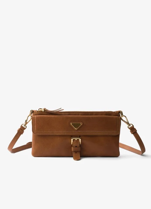 Prada Portemonnee in lambskin met afneembare schouderriem
