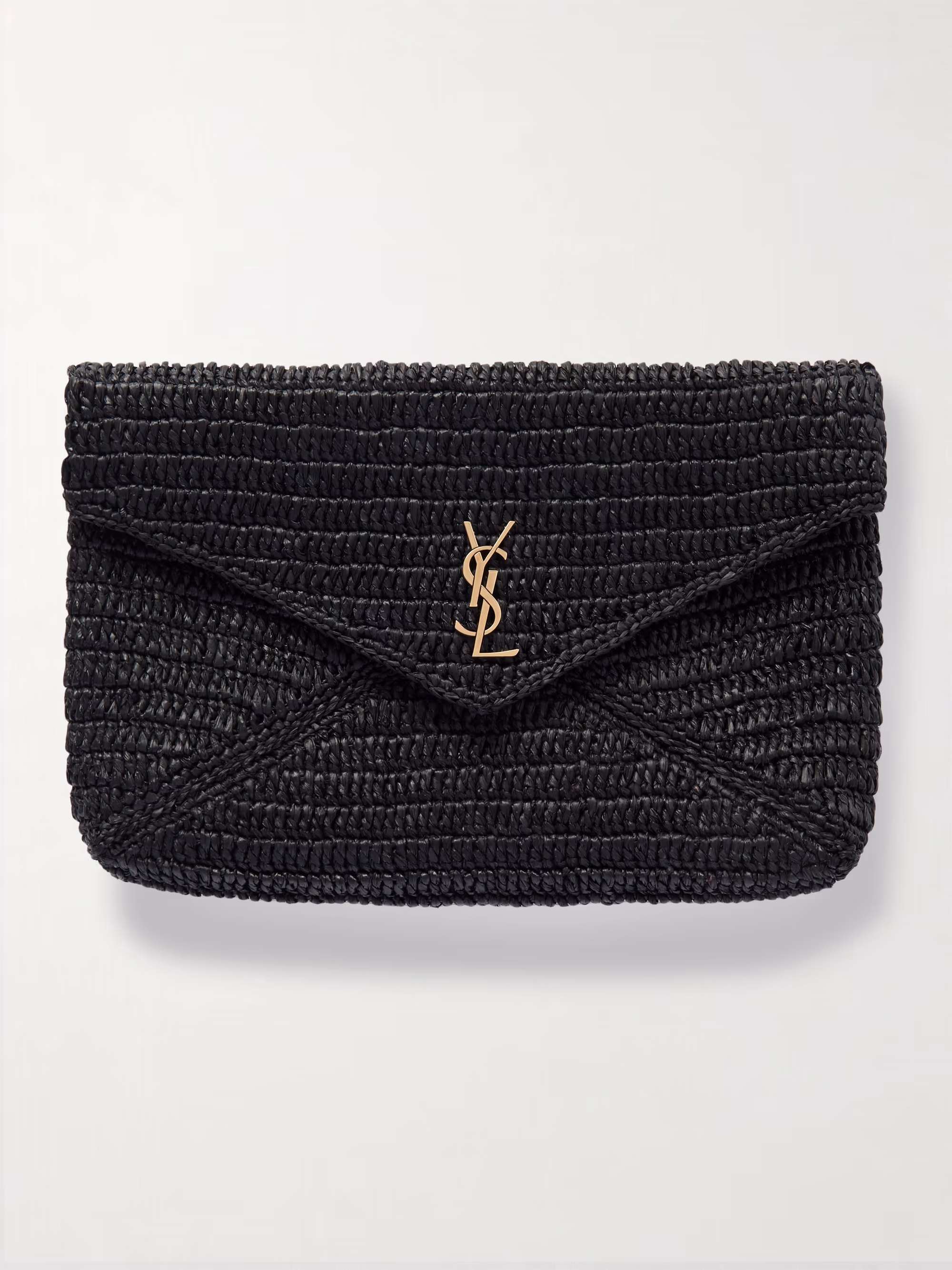 Saint Laurent Cassandre raffia clutch
