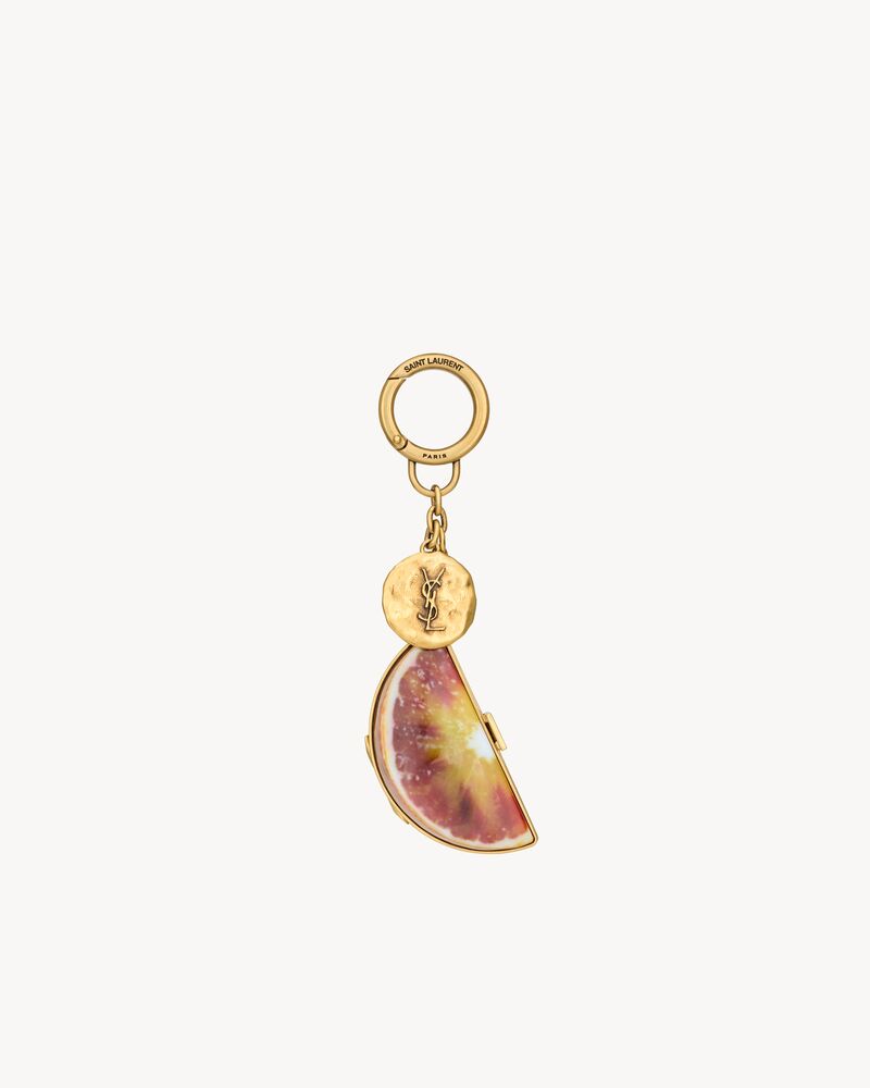 Saint Laurent orange keyring in resin