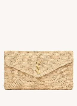 Saint Laurent Cassandre Large clutch van raffia