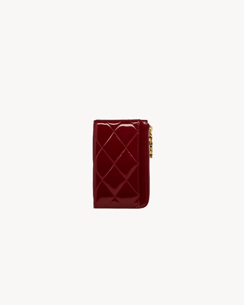 Saint Laurent CASSANDRE BIJOU zip card case in patent leather
