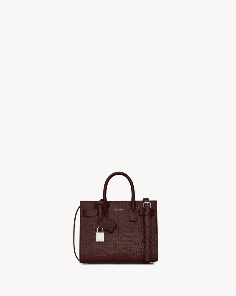 Saint Laurent Sac de Jour in Crocodile-Embossed Leather - Nano